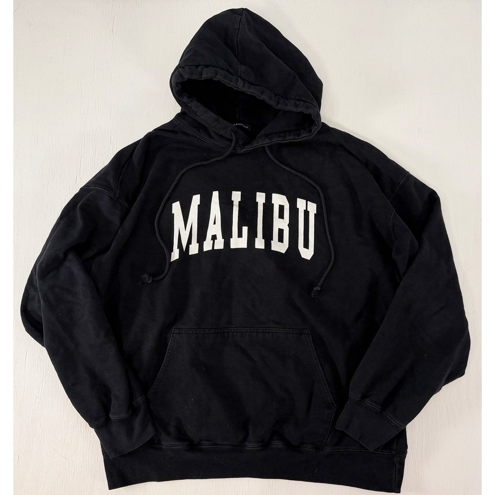 Brandy Melville MALIBU Black Hoodie Sweatshirt One‎ Size Classic Pullover